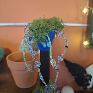 Beaded Floral "Forever Plant" Magnet in 1" Blue Terracotta Pot